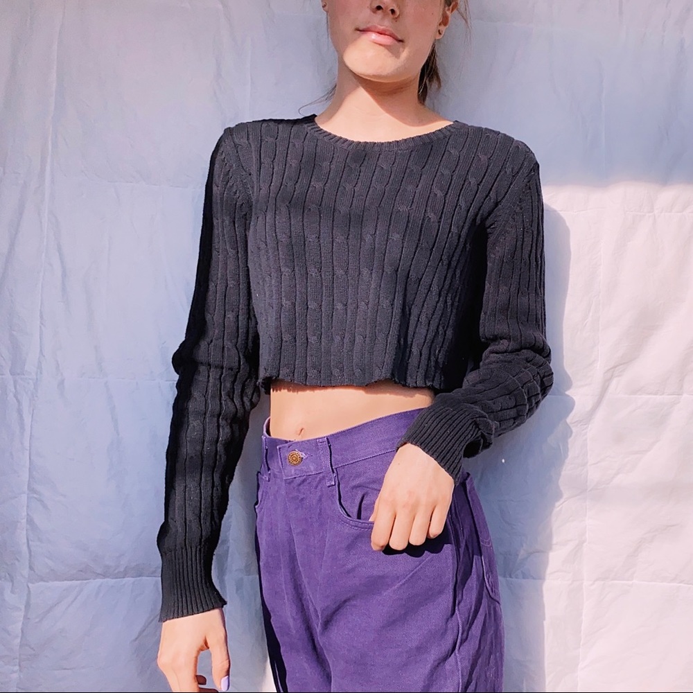 ☼Vintage St. John Bay Black Knit Cropped Sweater☼